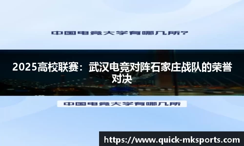 2025高校联赛：武汉电竞对阵石家庄战队的荣誉对决